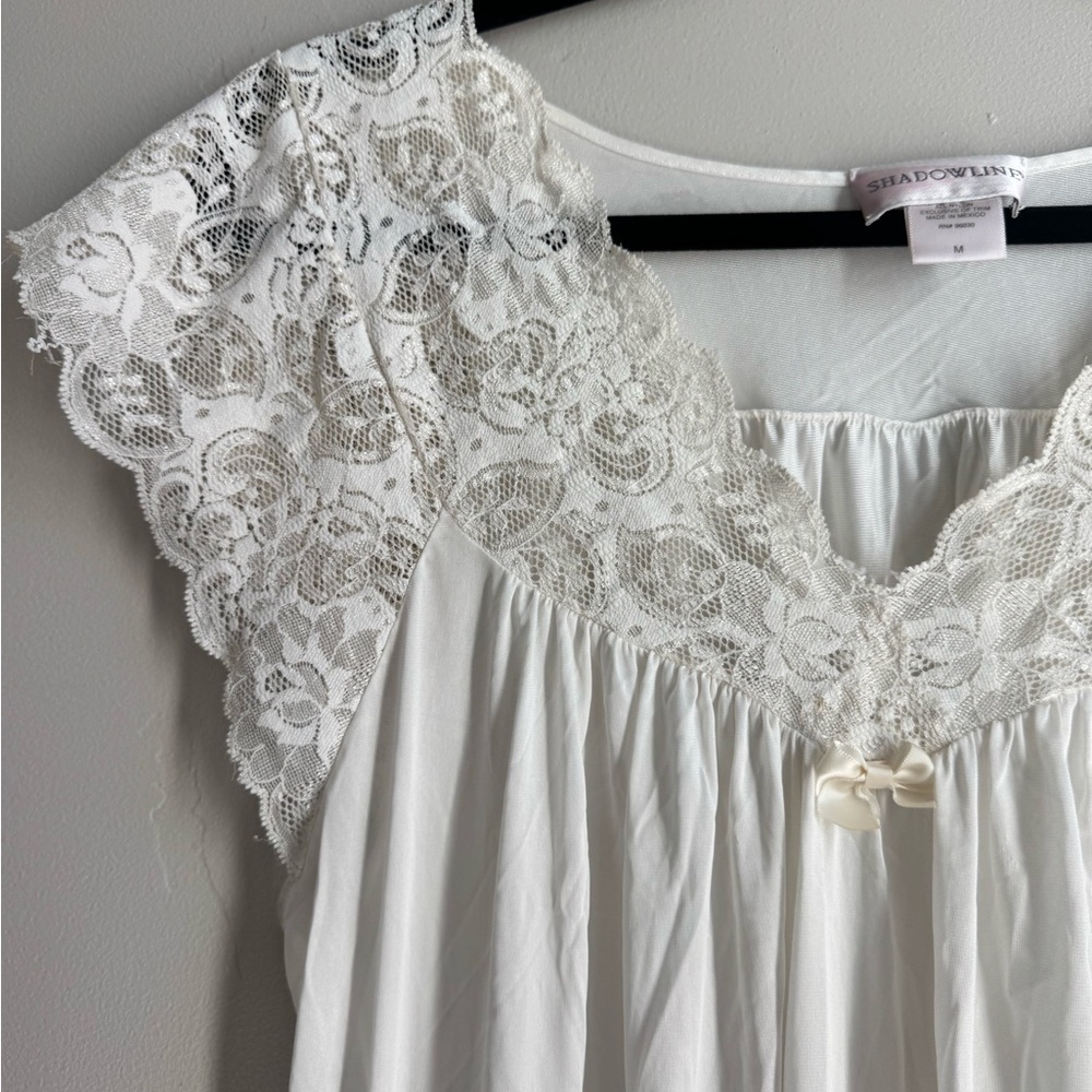 Shadowline Lace Nightgown M Vintage Coquette Bridal Retro Romantic Slip Dress - Picture 3 of 5